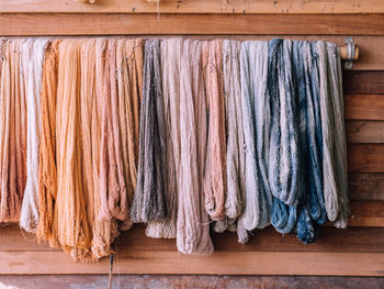 Threads hanging at textile industry