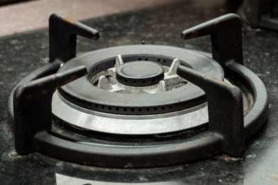 High angle view of old machine part