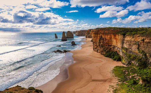 Scenic view of beach against sky