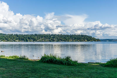 Scenic view of lake against sky