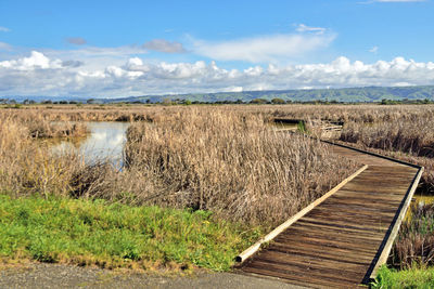 Scenic view of land against sky