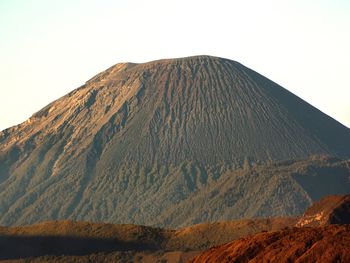 View of volcanic landscape against clear sky