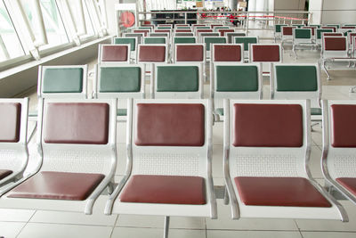 High angle view of empty seats