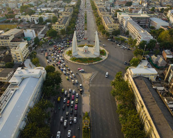 High angle view of city street