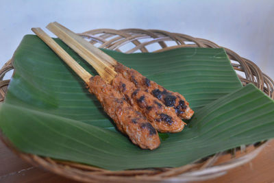 Close-up of leaves on table