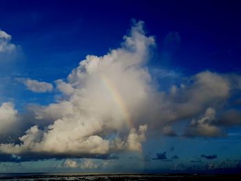 Scenic view of sea against blue sky