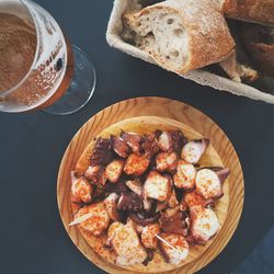 High angle view of octopus in plate