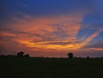 Scenic view of field against sky during sunset