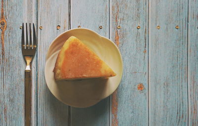 High angle view of breakfast on table