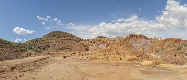 Panoramic view of arid landscape against sky
