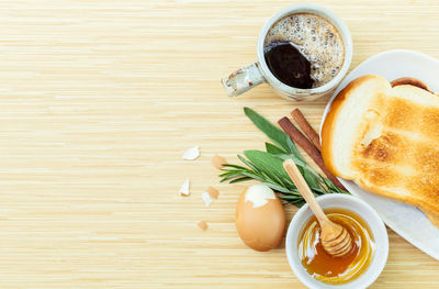 Close-up of breakfast on table