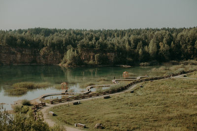 Scenic view of lake against sky