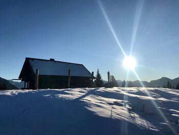 Panoramic view of building against clear sky during sunny day