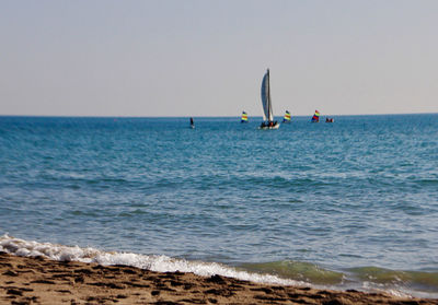 Scenic view of sea against clear sky