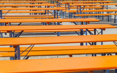 View of empty chairs in row