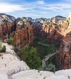 Scenic view of mountains against sky