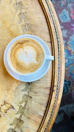 High angle view of coffee on table