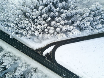 High angle view of car on road