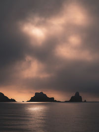 Scenic view of sea against dramatic sky