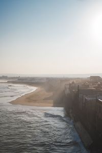 Scenic view of sea against clear sky