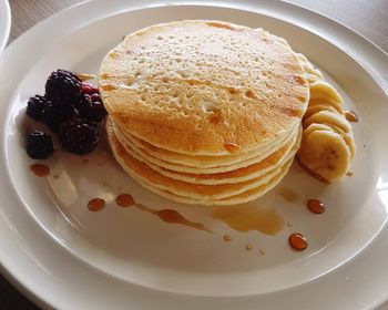 High angle view of cake in plate