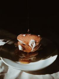 Pancake with mayonnaise and honey for breakfast