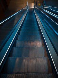 Elevated view of escalator