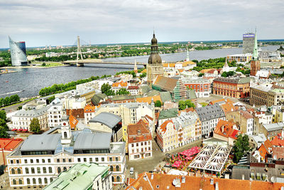 Panorama view over city of riga, latvia.