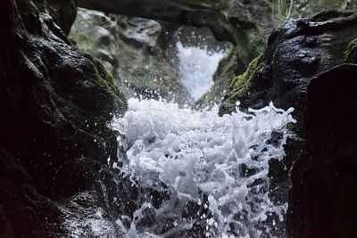 Water splashing on rocks