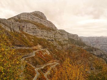 Scenic view of mountain range against sky