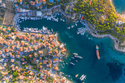 High angle view of buildings in city