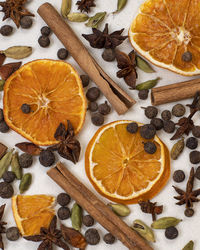 Directly above shot of orange fruits on table