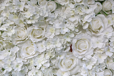 Full frame shot of white rose bouquet