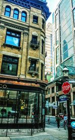 Low angle view of buildings in city