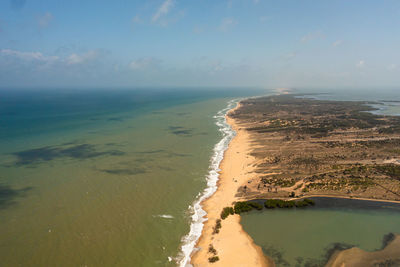 Tropical landscape with a beautiful beach top view. tropical beach scenery. kalpitiya, sri lanka.