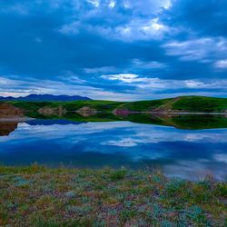 Scenic view of lake against sky