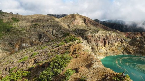 Beautiful view of the hills around lake kelimutu, flores island, indonesia