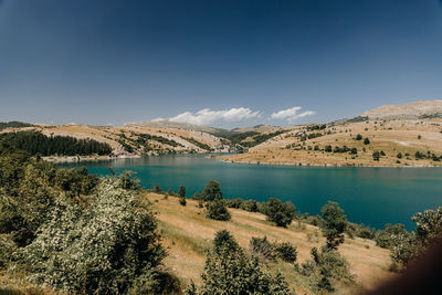 Scenic view of lake against sky