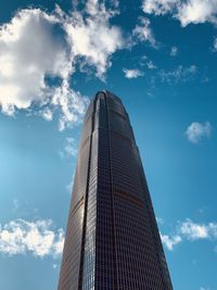 Low angle view of modern building against sky