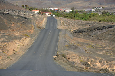 High angle view of road along landscape