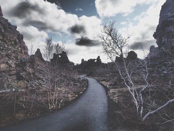 View of road against cloudy sky