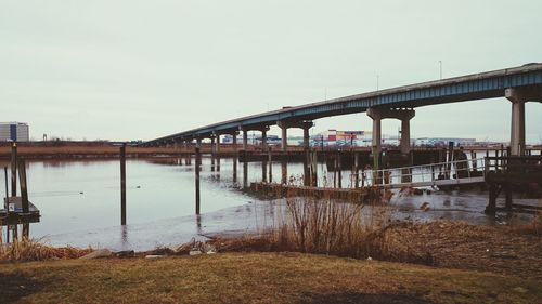 Bridge over river against clear sky