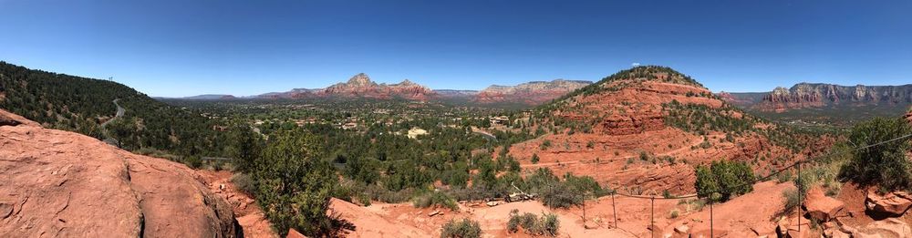 Scenic view of mountains against clear sky