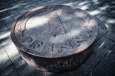 High angle view of manhole