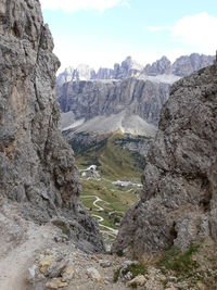 Scenic view of rocky mountains against sky