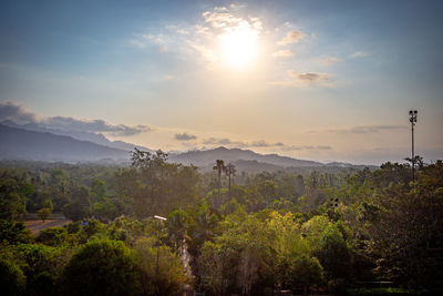 Scenic view of mountains against sky during sunset