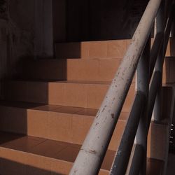 Close-up of staircase in building