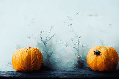 Close-up of pumpkins on table