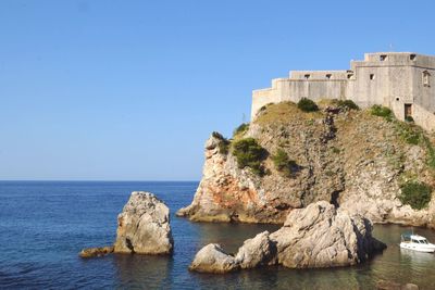 Scenic view of sea against clear sky