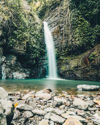 Scenic view of waterfall